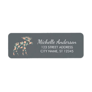 Winter Forest Wildflower Moose Return Address