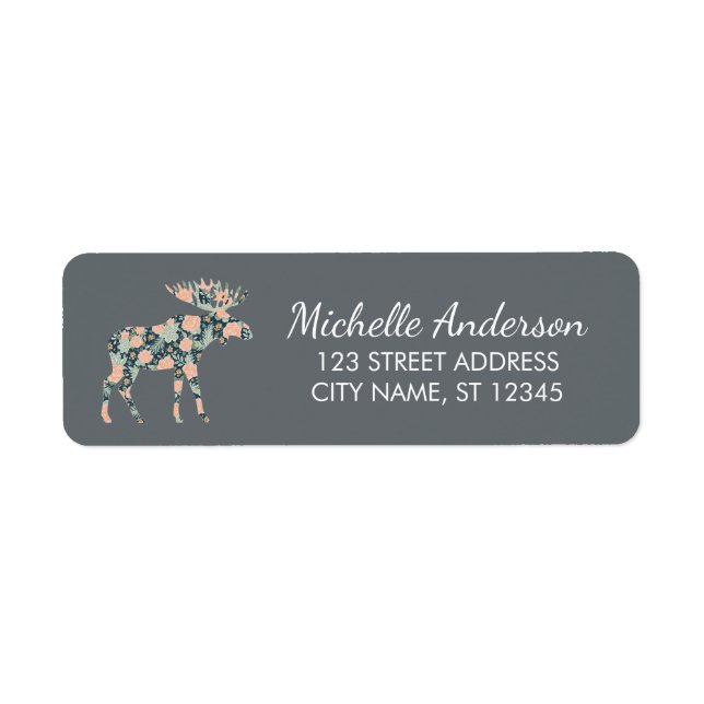 Winter Forest Wildflower Moose Return Address      (Front)