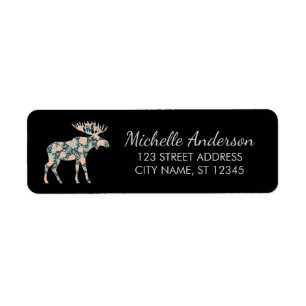 Winter Forest Wildflower Moose Return Address     