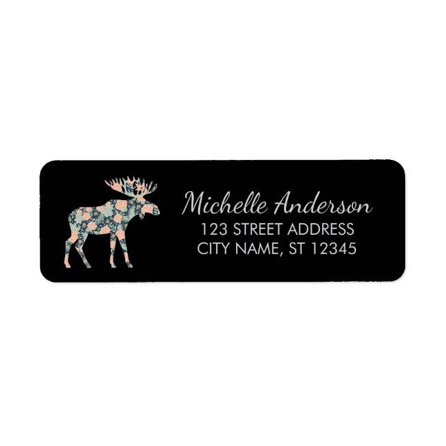 Winter Forest Wildflower Moose Return Address      (Front)