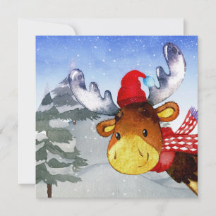 Winter Forest Woodland Friends Deer Illustration