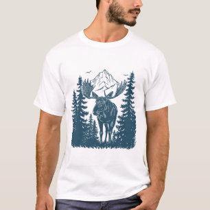 Winter Forest Woodland Moose at Lake T-Shirt