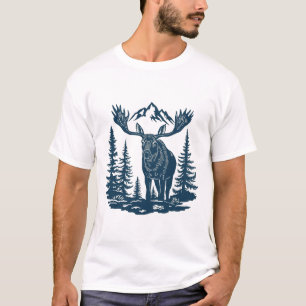 Winter Forest Woodland Moose at Lake T-Shirt