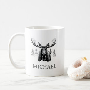 Winter Forest Woodland Moose Personalized   Coffee Mug