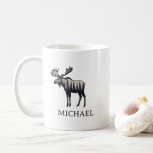 Winter Forest Woodland Moose Personalized   Coffee Mug