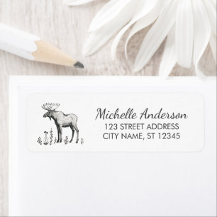 Winter Forest Woodland Moose  Return Address