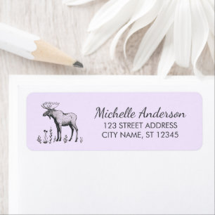 Winter Forest Woodland Moose  Return Address