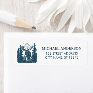 Winter Forest Woodland Moose  Return Address
