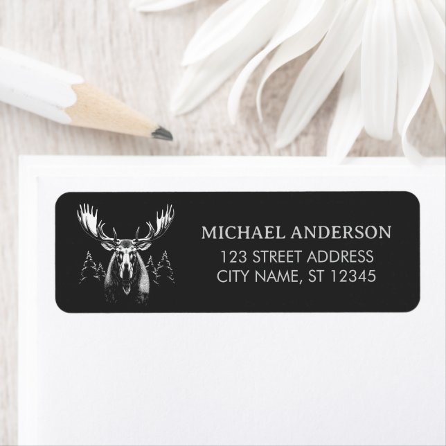 Winter Forest Woodland Moose  Return Address (Insitu)