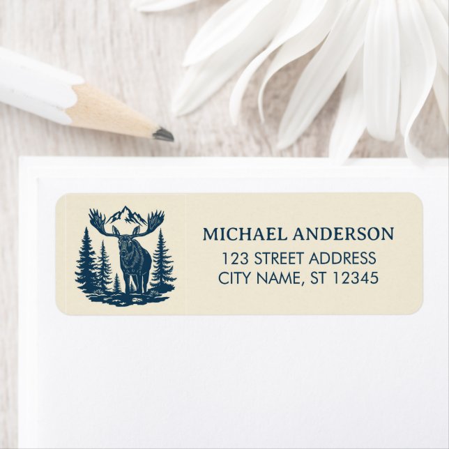 Winter Forest Woodland Moose  Return Address (Insitu)