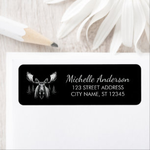 Winter Forest Woodland Moose  Return Address      