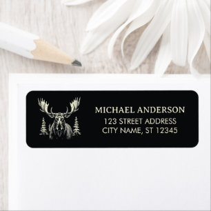 Winter Forest Woodland Moose  Return Address