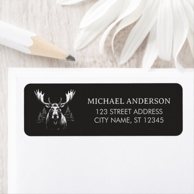 Winter Forest Woodland Moose  Return Address (Insitu)