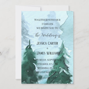Winter Forest Woodland Pine Trees Wedding Invitation