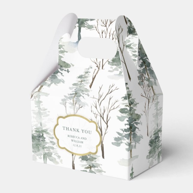 Winter Forest | Woodland Wedding Favor Box (Front Side)