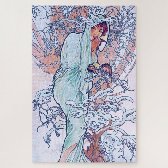 Winter (Four Seasons), Alphonse Mucha Jigsaw Puzzle (Vertical)