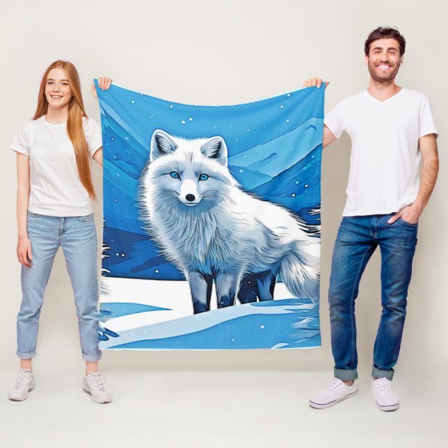 Winter Fox Art Fleece Blanket (In Situ)