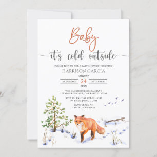 Winter Fox Baby It's Cold Outside Baby Shower Invitation