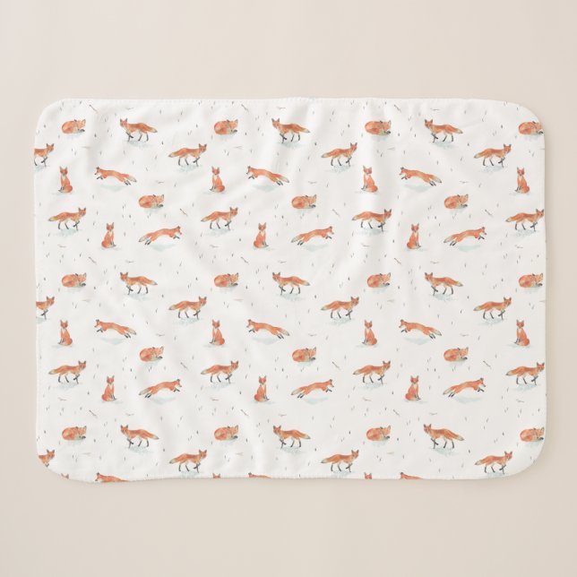 Winter Fox Baby Sherpa Blanket (Front (Horizontal))