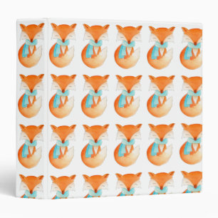 Winter fox cub with scarf pattern binder folder
