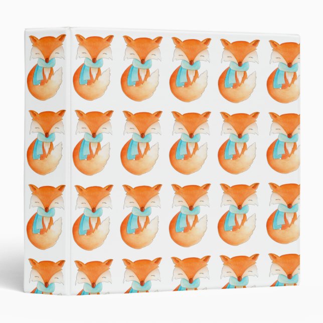 Winter fox cub with scarf pattern binder folder (Front/Spine)