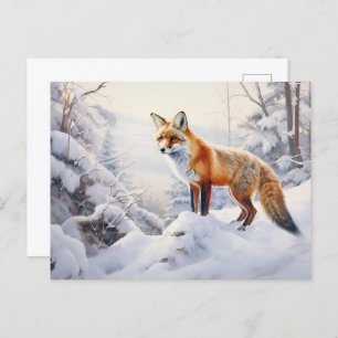 Winter Fox in the Woods Postcard