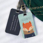 Winter Fox Personalized Bag Tag | Mint<br><div class="desc">This adorable personalized luggage tag makes a great kids stocking stuffer or gift for grandchildren. Cute wintry design features a snowy mint green background with a cute baby fox illustration decked out in a winter hat and scarf. Personalize with a name or monogram on the front, and add your contact...</div>