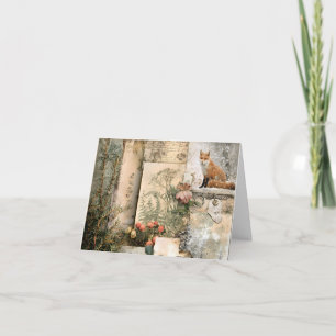Winter Fox Scrapbook Vintage Woodland Thank You Card
