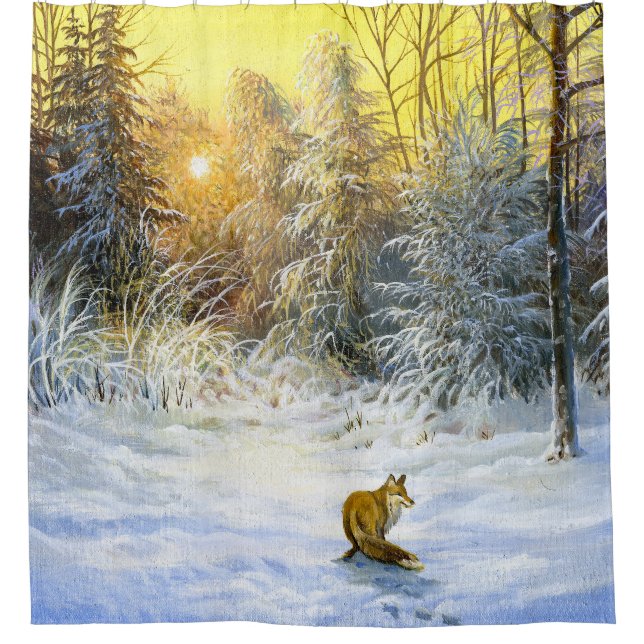Winter Fox Sunset Landscape. (Front)
