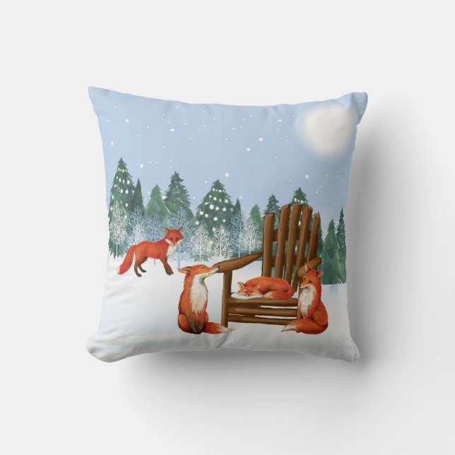 Winter Fox Throw pillow (Front)