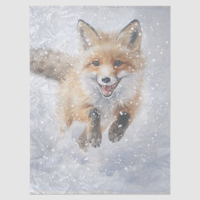 Winter Fox Watercolor Winter Magic Tissue Paper (Front)