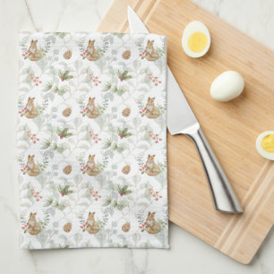 Winter Fox Woodland Forest Cute Kitchen Towel