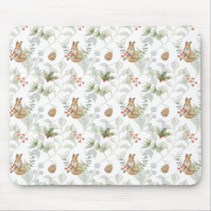 Winter Fox Woodland Forest Cute Mouse Pad