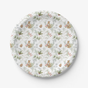 Winter Fox Woodland Forest Cute Paper Plate