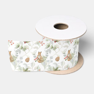 Winter Fox Woodland Forest Cute Satin Ribbon