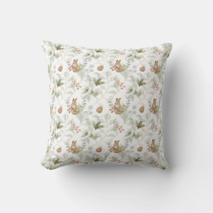 Winter Fox Woodland Forest Cute Throw Pillow
