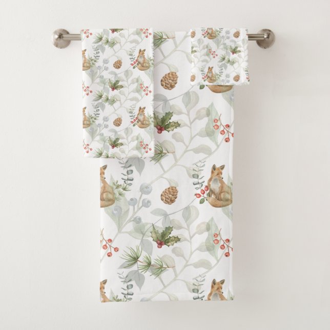 Winter Fox Woodland Forest Joli ensemble de servie (En situation)
