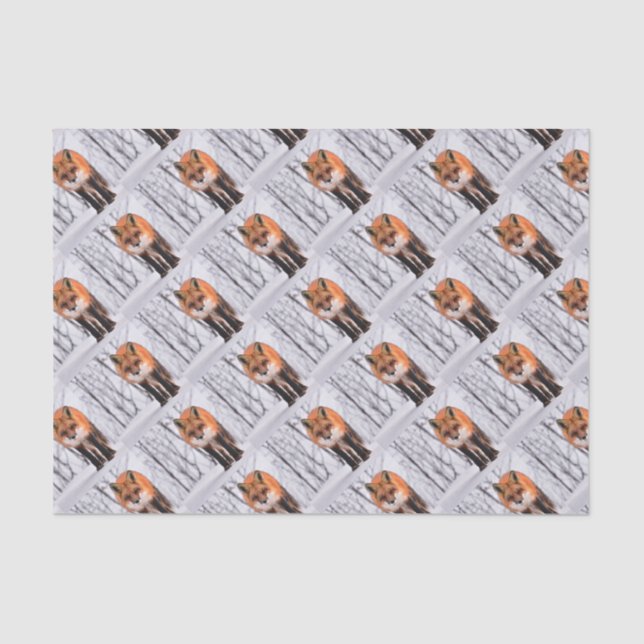winter fox wrapping paper, woodland gift wrap tissue paper (Front)
