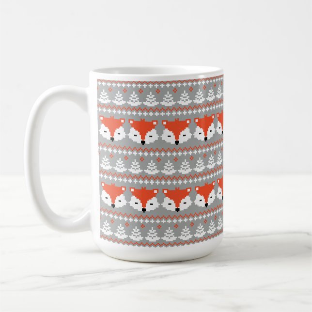 Winter Foxes Christmas pattern  Coffee Mug (Left)
