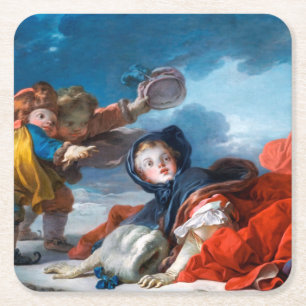 Winter, Fragonard Square Paper Coaster