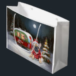Winter French Bulldog Caravan Christmas Adventure  Large Gift Bag<br><div class="desc">Embrace the magic of a snowy winter night as a caravan glides gracefully through the moonlit landscape. The serene beauty of the glistening snow and the enchanting glow of the moon create a captivating scene,  promising an unforgettable Christmas adventure filled with warmth,  joy,  and cherished memories.</div>