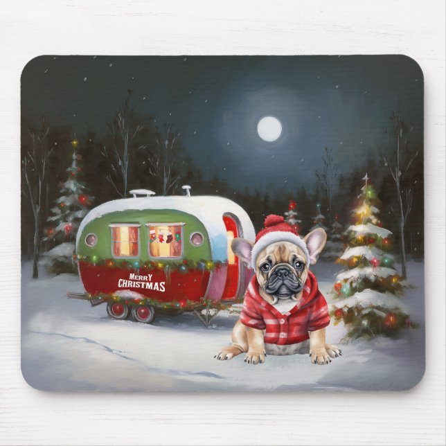 Winter French Bulldog Caravan Christmas Adventure  Mouse Pad (Front)