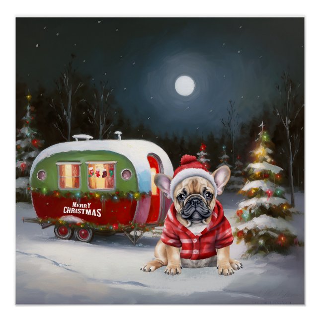 Winter French Bulldog Caravan Christmas Adventure  Poster (Front)