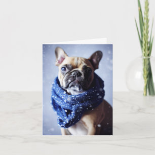 Winter French Bulldog Puppy Greeting Card