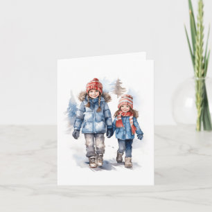 Winter Friends Greeting Card Blank Inside