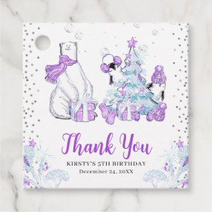 Winter Friends Polar Bear and Penguins Birthday Favour Tags