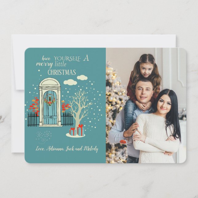 Winter Front Door Photo Holiday Card (Front)