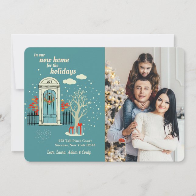 Winter Front Door Photo Holiday Card (Front)