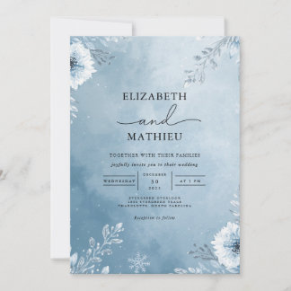 Winter Frost Floral Wedding Invitation