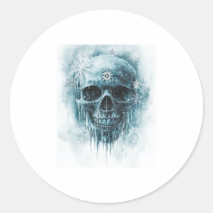 Winter Frost Skull Classic Round Sticker